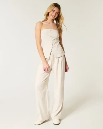 Pantalones de cintura ultraalta y pierna ancha Livvy de Hollister