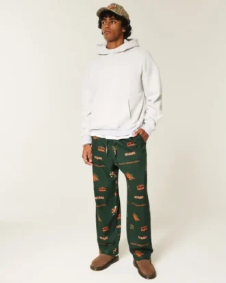 Pantalones de franela con estampado de los Hurricanes de la Universidad de Miami