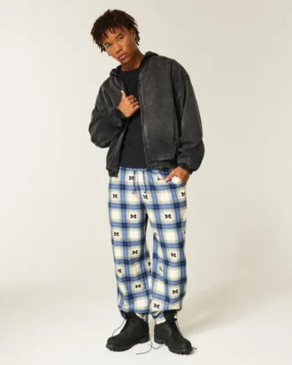 Pantalones de franela con estampado de los Wolverines de la Universidad de Michigan