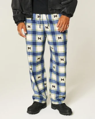 Pantalones de franela con estampado de los Wolverines de la Universidad de Michigan