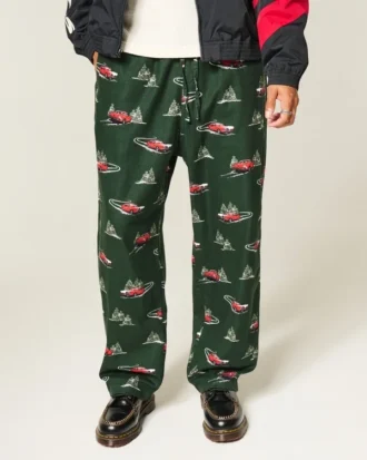 Pantalones de pijama de franela con estampado de coche