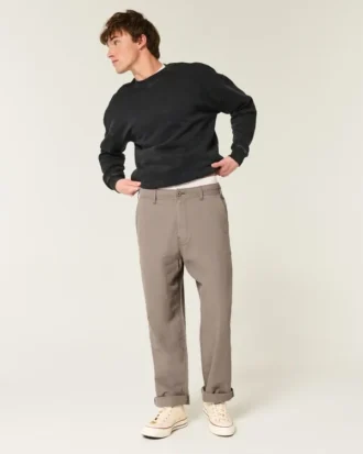 Pantalones holgados con cintura elástica de mezcla de lino