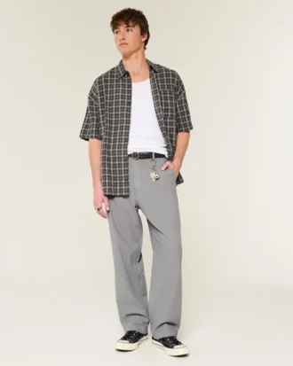 Pantalones holgados con cintura elástica de mezcla de lino