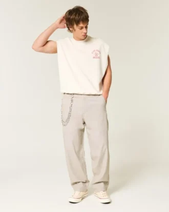 Pantalones holgados con cintura elástica de mezcla de lino