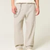 Pantalones holgados con cintura elástica de mezcla de lino