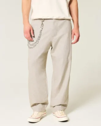 Pantalones holgados con cintura elástica de mezcla de lino