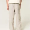 Pantalones holgados con cintura elástica de mezcla de lino