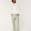 Pantalones holgados con cintura elástica y mezcla de lino