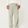 Pantalones holgados con cintura elástica y mezcla de lino