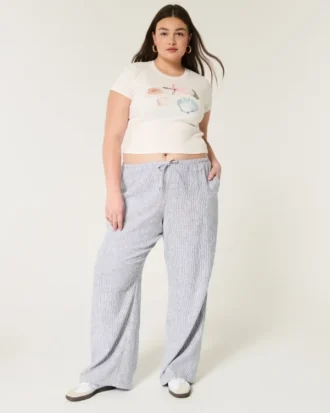 Pantalones holgados de mezcla de lino