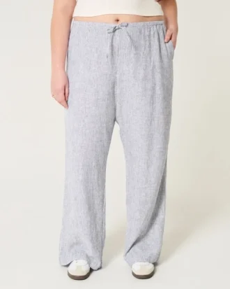 Pantalones holgados de mezcla de lino