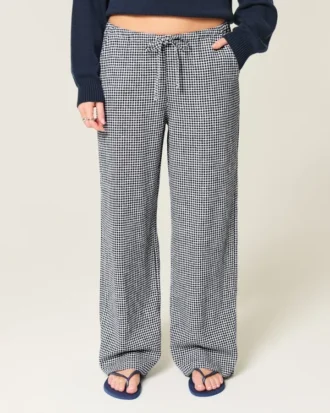 Pantalones holgados de mezcla de lino