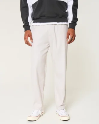 Pantalones holgados de mezcla de lino