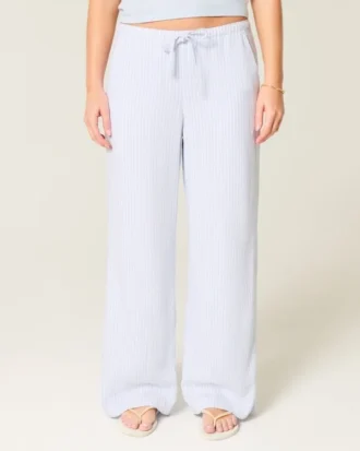 Pantalones holgados de mezcla de lino