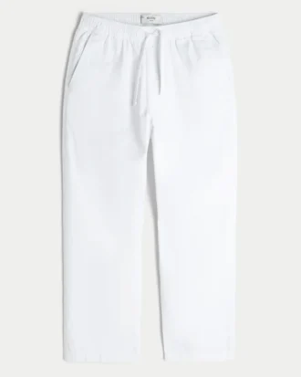 Pantalones holgados de mezcla de lino sin cremallera