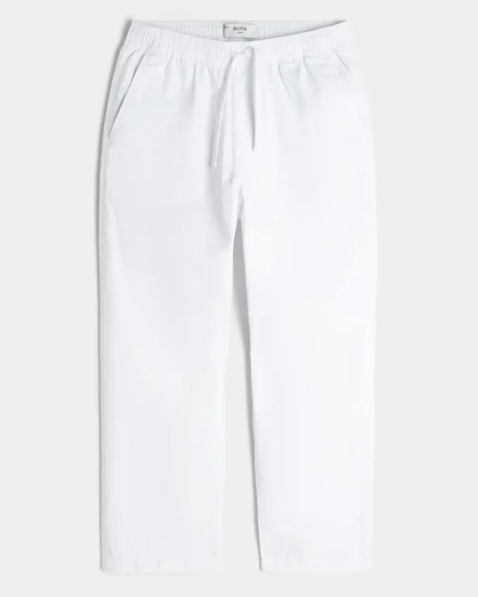 Pantalones holgados de mezcla de lino sin cremallera