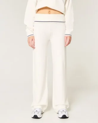 Pantalones rectos con cintura cruzada y tejido de punto de Gilly Hicks