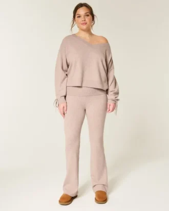 Pantalones tipo bootcut con cintura cruzada y tejido de punto de Gilly Hicks