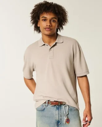 Polo corto lavado de corte cuadrado