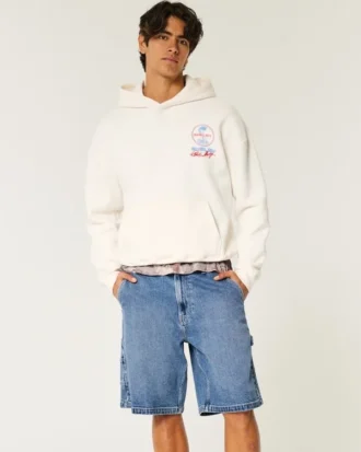 Shorts vaqueros holgados de lavado medio para pintor