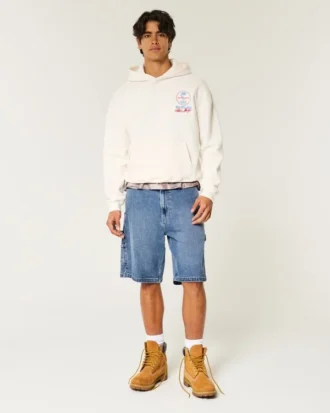 Shorts vaqueros holgados de lavado medio para pintor