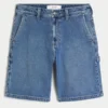 Shorts vaqueros holgados de lavado medio para pintor