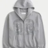 Sudadera con capucha, cremallera y estampado de dos serpientes