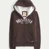 Sudadera con capucha, cremallera y logo gráfico, con forro de sherpa, de la colección Holiday Vault
