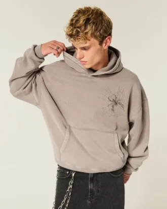 Sudadera con capucha holgada y estampado de araña