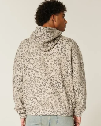 Sudadera con capucha holgada y estampado de leopardo