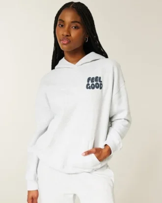 Sudadera con capucha oversize con estampado de logo Feel Good de Hollister