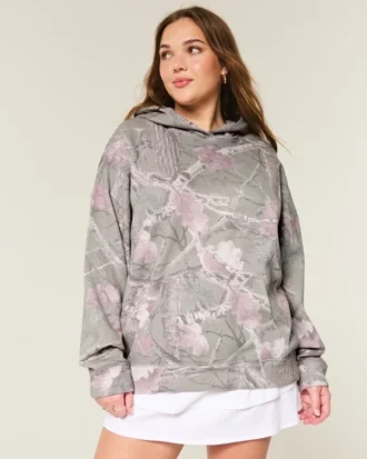 Sudadera con capucha oversize de camuflaje