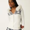 Sudadera con capucha, ribete de pelo sintético y cremallera Fair Isle
