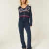 Sudadera con capucha, ribete de pelo sintético y cremallera Fair Isle