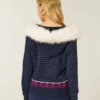 Sudadera con capucha, ribete de pelo sintético y cremallera Fair Isle
