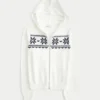 Sudadera con capucha, ribete de pelo sintético y cremallera Fair Isle