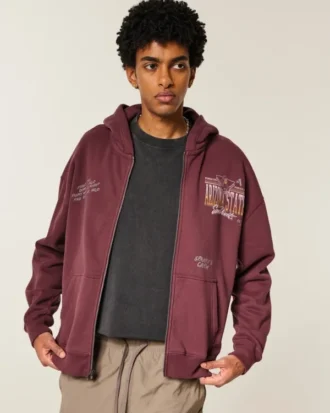 Sudadera con capucha y cremallera Boxy Arizona State University Sun Devils Graphic