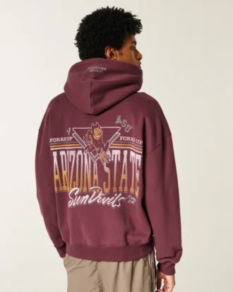 Sudadera con capucha y cremallera Boxy Arizona State University Sun Devils Graphic