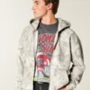 Sudadera con capucha y cremallera Boxy Camo