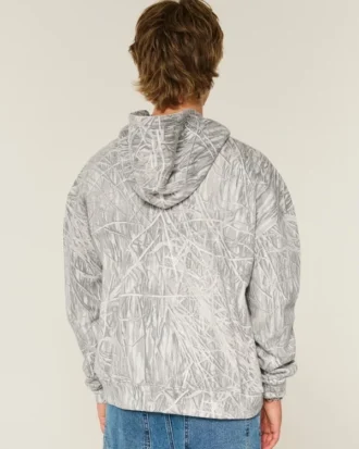Sudadera con capucha y cremallera Boxy Camo