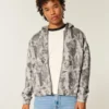 Sudadera con capucha y cremallera Boxy Camo