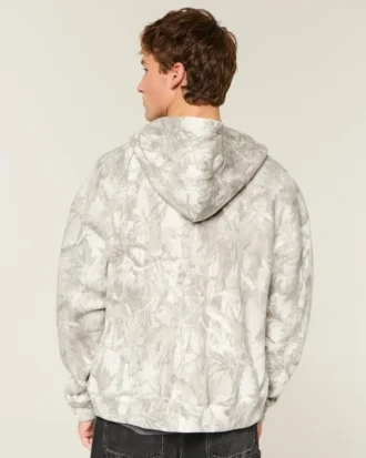 Sudadera con capucha y cremallera Boxy Camo