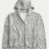 Sudadera con capucha y cremallera Boxy Camo