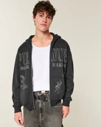 Sudadera con capucha y cremallera Boxy Zip-Up Purdue University Boilermakers Graphic Hoodie