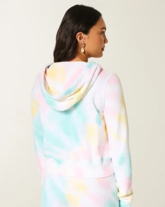 Sudadera con capucha y cremallera con efecto lavado y logotipo de Terry