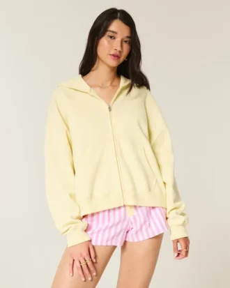 Sudadera con capucha y cremallera con estampado de estrella de mar oversize