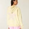 Sudadera con capucha y cremallera con estampado de estrella de mar oversize