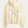 Sudadera con capucha y cremallera con estampado de estrella de mar oversize