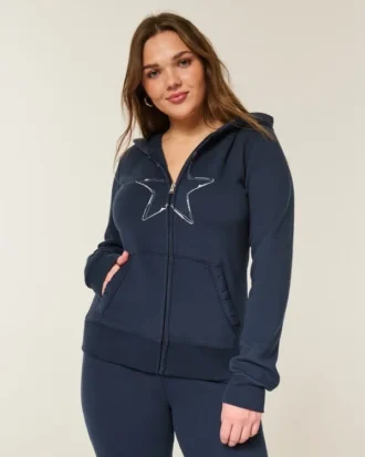 Sudadera con capucha y cremallera con estampado de estrellas