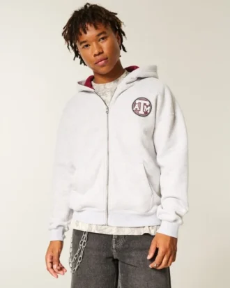 Sudadera con capucha y cremallera con estampado de los Aggies de la Universidad de Texas A&M